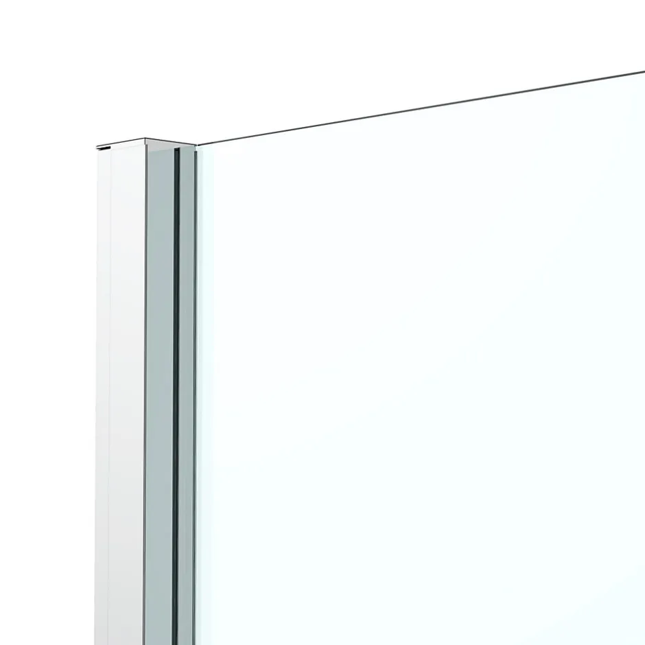 GoodHome Paroi de douche fixe l.80 x H.195 cm, bandes miroir, profilés alu chrome, Ledava