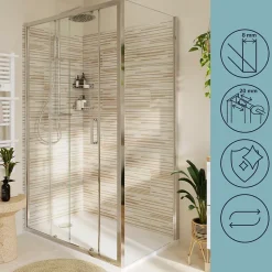 GoodHome Paroi de douche fixe l.90 x H.195 cm, verre transparent, profilés alu chrome, Ledava