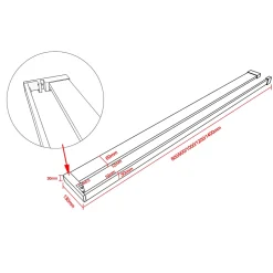 Paroi de douche fixe noir 100x200 cm verre 8mm anticalcaire style moderne + étagère alu 100 cm + barre fixation 73-120 cm