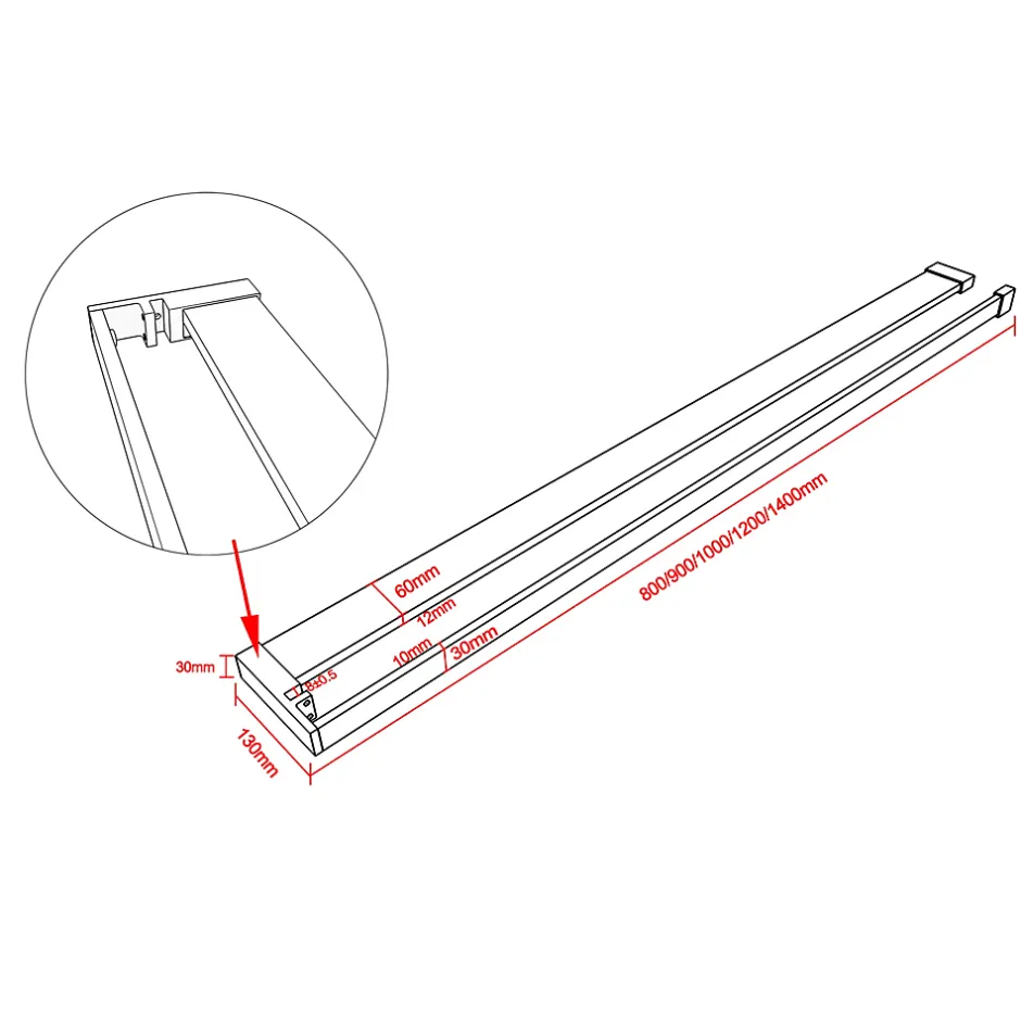 Paroi de douche fixe noir 100x200 cm verre 8mm anticalcaire style moderne + étagère alu 100 cm + barre fixation 73-120 cm