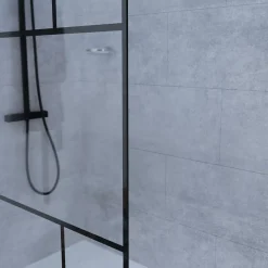 Cuisibane Paroi de douche industrielle noire ATELIA 120 cm