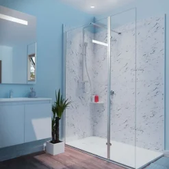 Cuisibane Paroi de douche italienne 100+40 x 200cm CALYPSO verre 8 mm avec volet pivotant* Paroi De Douche