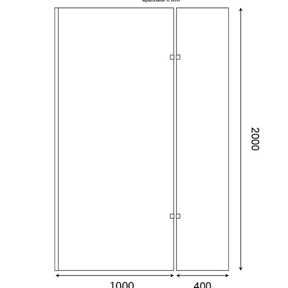 Cuisibane Paroi de douche italienne 100+40 x 200cm CALYPSO verre 8 mm avec volet pivotant* Paroi De Douche