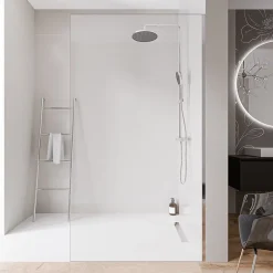 Paroi de douche italienne 90x220cm, verre NANO 10mm, profilé mural inox chrome, sans profilé sol - EX102-2