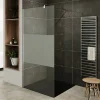 Saniverre Paroi de douche Italienne ROMA H.200 x 140 cm verre 10 mm centre-opaque -