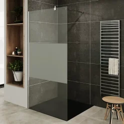 Saniverre Paroi de douche Italienne ROMA H.200 x 140 cm verre 10 mm centre-opaque -