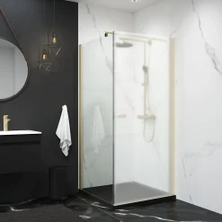 Paroi de douche latéral pour porte pivotante, l.80 x H.193 cm, verre transparent, profilé or, Schulte NewStyle* Paroi De Douche