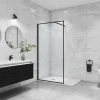 AICA Sanitaire Paroi de douche noire 120x200cm paroi de douche à l'italienne verre anticalcaire avec barre de fixation noire 73-120cm en carré