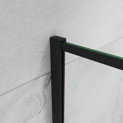 AICA Sanitaire Paroi de douche noire 120x200cm paroi de douche à l'italienne verre anticalcaire avec barre de fixation noire 73-120cm en carré