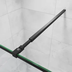 AICA Sanitaire Paroi de douche noire 120x200cm paroi de douche à l'italienne verre anticalcaire avec barre de fixation noire 73-120cm en carré