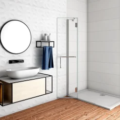AICA Sanitaire Paroi de Douche Pivotante - 8 mm Verre Anticalcaire - 80 x190 cm avec Porte-Serviette Intégré - alu Chrome