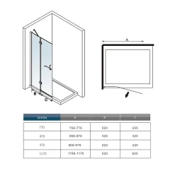 AICA Sanitaire Paroi de Douche Pivotante - 8 mm Verre Anticalcaire - 80 x190 cm avec Porte-Serviette Intégré - alu Chrome