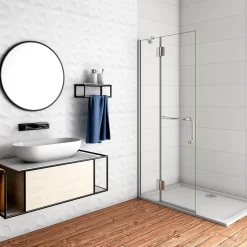 AICA Sanitaire Paroi de Douche Pivotante - 8 mm Verre Anticalcaire - 100 x190 cm avec Porte-Serviette Intégré - alu Chrome