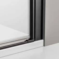 Bernstein Paroi de douche Profil noir mat 88x195cm en verre 6mm, Cabine de douche niche encastrée 2 portes battantes - NT218* Porte De Douche