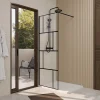 Aurlane Paroi de Douche Serigraphie Briques 70x195cm - Verre Anticalcaire 8mm - Profilé Noir Mat* Paroi De Douche