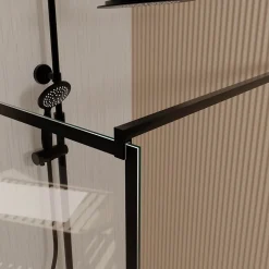Aurlane Paroi de Douche Serigraphie Briques 120x195cm - Verre Anticalcaire 8mm - Profilé Noir Mat* Paroi De Douche