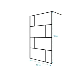 Aurlane Paroi de Douche Serigraphie Briques 120x195cm - Verre Anticalcaire 8mm - Profilé Noir Mat* Paroi De Douche
