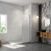 Paroi de douche verre trempé sérigraphié Brume en 8 mm verre - 50 x 200 cm - Profilés chrome et Intimité & élégance* Paroi De Douche