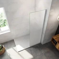 Paroi de douche verre trempé sérigraphié Brume en 8 mm verre - 50 x 200 cm - Profilés chrome et Intimité & élégance* Paroi De Douche
