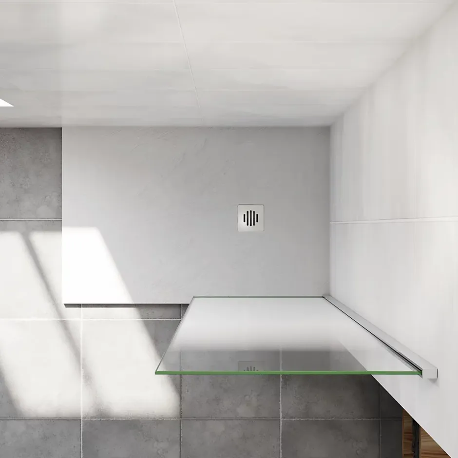 Paroi de douche verre trempé sérigraphié Brume en 8 mm verre - 50 x 200 cm - Profilés chrome et Intimité & élégance* Paroi De Douche