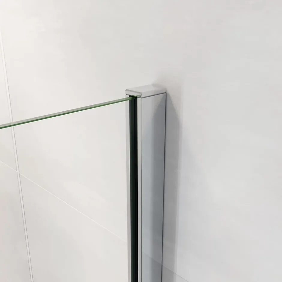 Paroi de douche verre trempé sérigraphié Brume en 8 mm verre - 50 x 200 cm - Profilés chrome et Intimité & élégance* Paroi De Douche