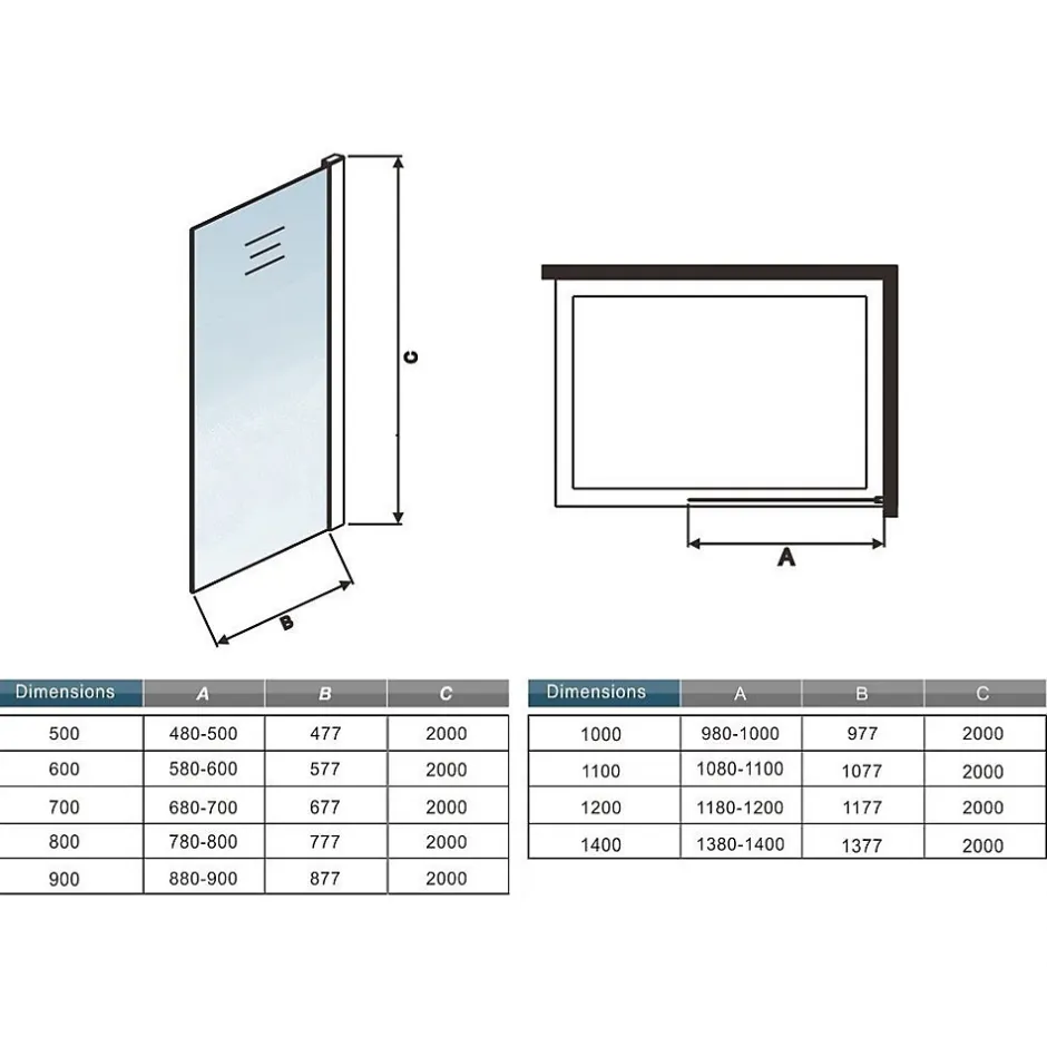 Paroi de douche verre trempé sérigraphié Brume en 8 mm verre - 50 x 200 cm - Profilés chrome et Intimité & élégance* Paroi De Douche