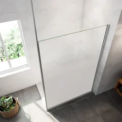 Paroi de douche verre trempé sérigraphié Brume en 8 mm verre - 90 x 200 cm - Profilés chrome avec barre de fixation 90cm* Paroi De Douche