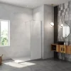 Paroi de douche verre trempé sérigraphié Brume en 8 mm verre - 90 x 200 cm - Profilés chrome avec barre de fixation 90cm