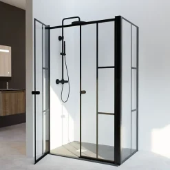 Cuisibane Paroi de douche verrière d'angle pivotante ATELIA double battant 120 cm x 80 cm