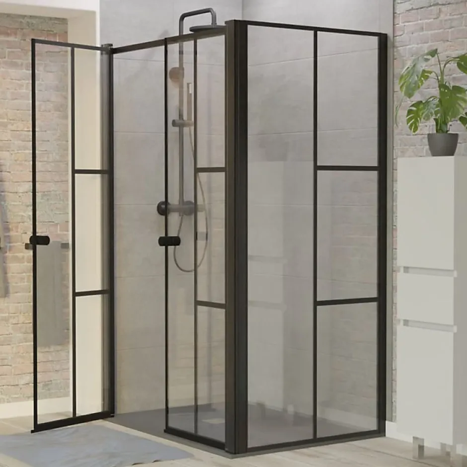 Cuisibane Paroi de douche verrière d'angle pivotante ATELIA double battant 120 cm x 80 cm
