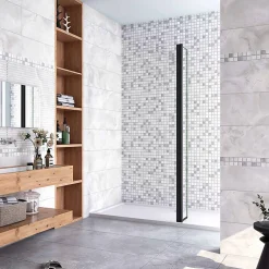 AICA Sanitaire Paroi de douche volet pivotant noir - seul pour paroi de douche à italienne - 8mm verre anticalcaire - 30x200 cm