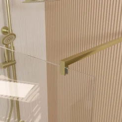 Aurlane Paroi de Douche 50x195 cm en Verre Trempé 5 mm - Finition Or Brossé - GOLD ELEMENTARY* Paroi De Douche