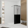 Aurlane Paroi de douche 80x200 cm type Verriere - Verre trempe et Structure aluminium noir mat - GLASSY* Paroi De Douche