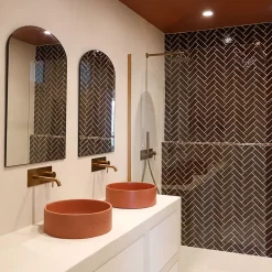 Essebagno Paroi de douche 120x200 cm verre anticalcaire 6mm avec barre de fixation en aluminium Cuivre Brossé