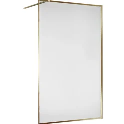 Essebagno Paroi de douche 120x200 cm verre anticalcaire 6mm avec barre de fixation et cadre complet en aluminium Or Brossé Square
