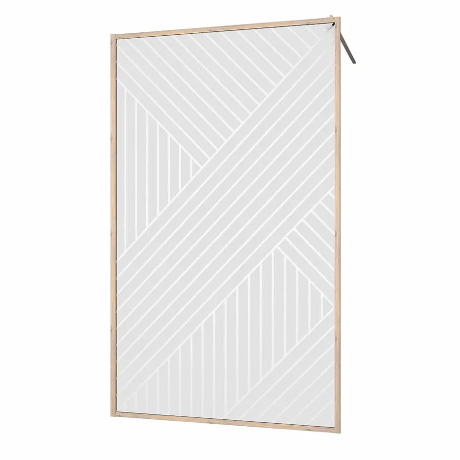 Aurlane Paroi de douche 120x200 HINATA - Style Japandi Geometrique - Cadre Effet Bois - Verre 6mm* Paroi De Douche