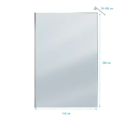 Aurlane Paroi de Douche 140x200cm Verre Fumé 8mm - Barre de Fixation Extensible et Profil Chrome