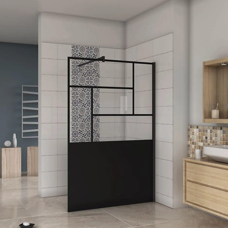 paroi de douche 120x200cm,avec une barre de fixation carrée 140cm,8mm verre anticalcaire,Conception et intimité