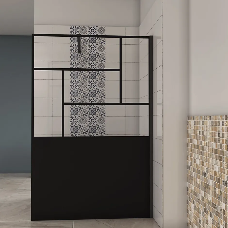 paroi de douche 120x200cm,avec une barre de fixation 90cm,en 8mm verre anticalcaire,Paroi douche italienne,Conception et intimité