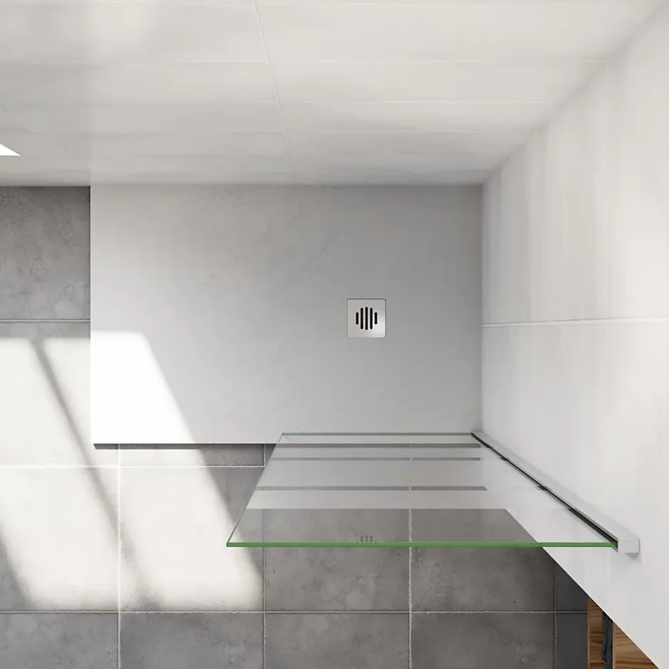 paroi de douche 120x190cm,6mm verre anticalcaire avec bandes horizontales sérigraphiées,barre de fixation extensible 73-120cm