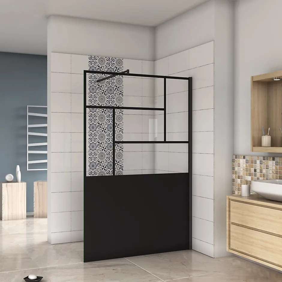 paroi de douche 120x200cm,Paroi douche italienne industrielle,avec une barre de fixation extensible ronde,Conception et intimité* Paroi De Douche