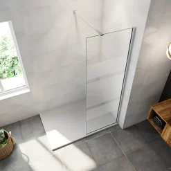 Paroi de douchechrome 60x190cm,6mm verre anticalcaire avec bandes horizontales sérigraphiées,avec barre de fixation 90cm