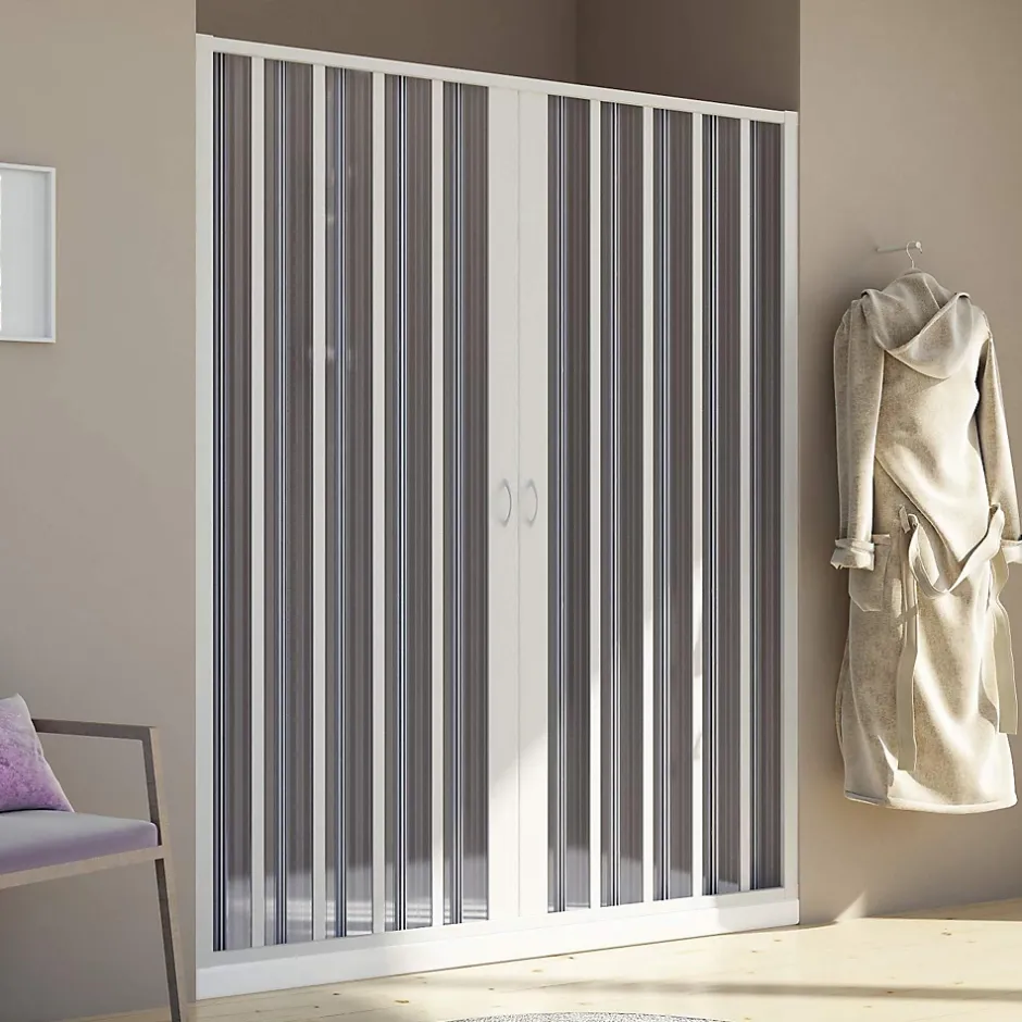 Forte Paroi douche 160 CM H185 en Plastique pvc modèle Aura avec l'ouverture centrale