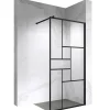 Paroi douche Italienne INEA noir 100 x 200 cm verre sérigraphié 8mm, atelier, transparent - Saniverre