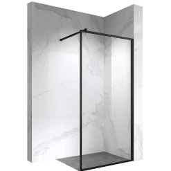 Paroi douche Italienne LUCIA noir 90 x 200 cm, verre 8mm, transparent anticalcaire - Saniverre