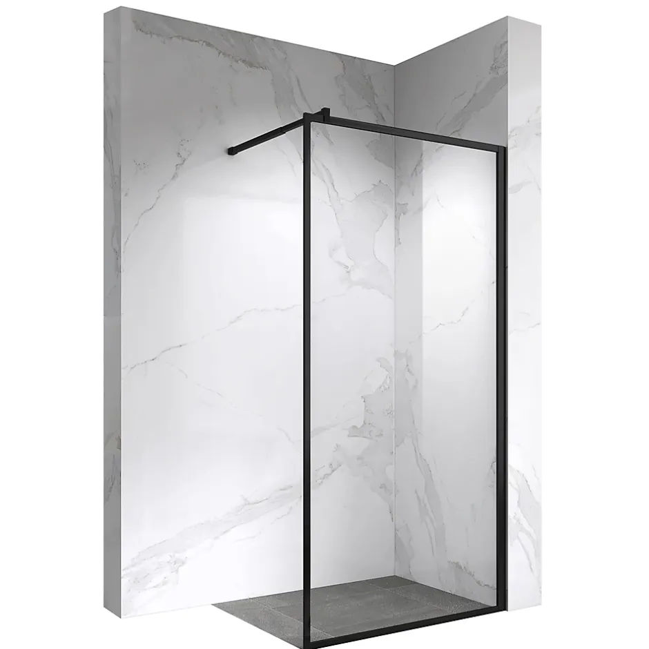 Paroi douche Italienne LUCIA noir 90 x 200 cm, verre 8mm, transparent anticalcaire - Saniverre