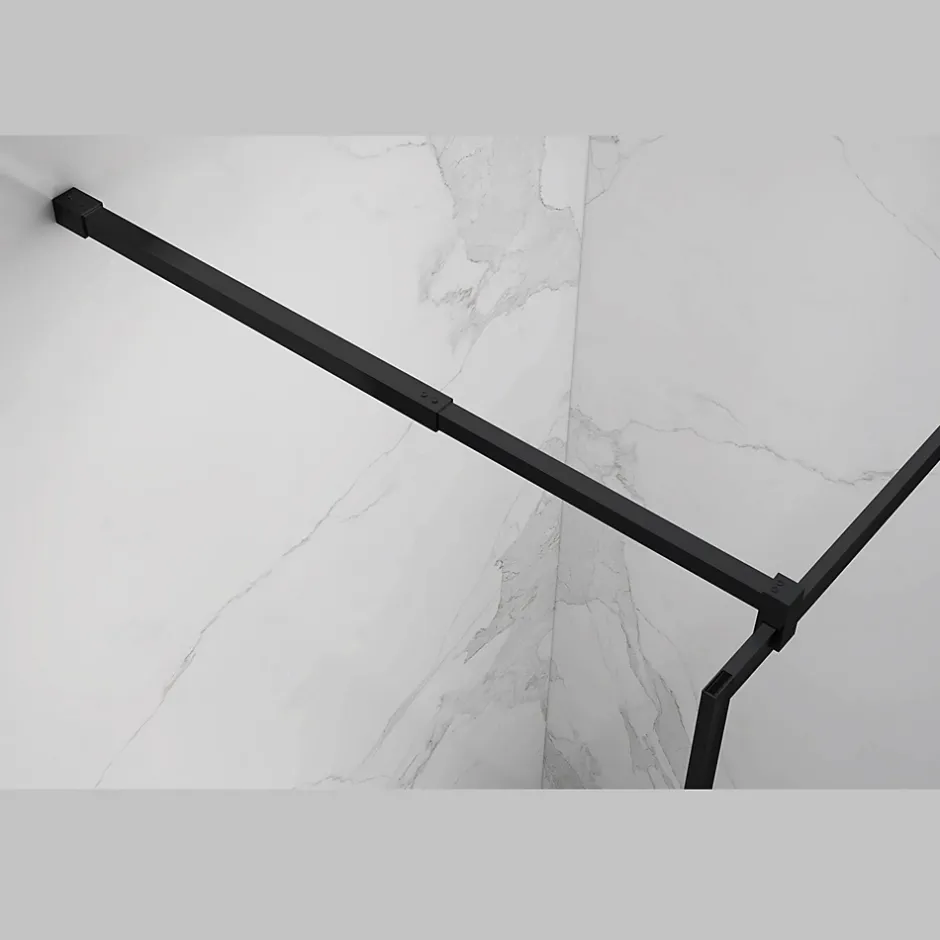 Paroi douche Italienne LUCIA noir 90 x 200 cm, verre 8mm, transparent anticalcaire - Saniverre