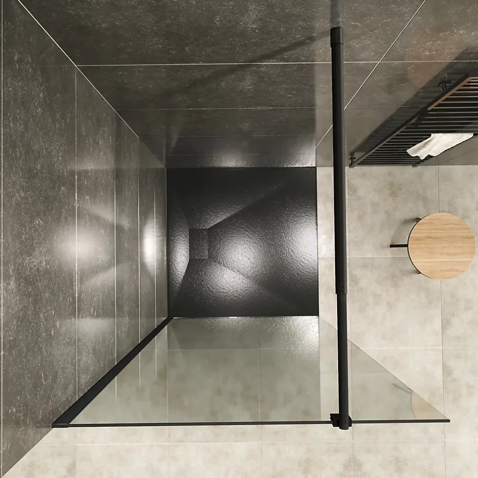 Paroi douche Italienne ROMA-BLACK 160 x 200 cm verre 10 mm transparent, noir, Saniverre* Paroi De Douche