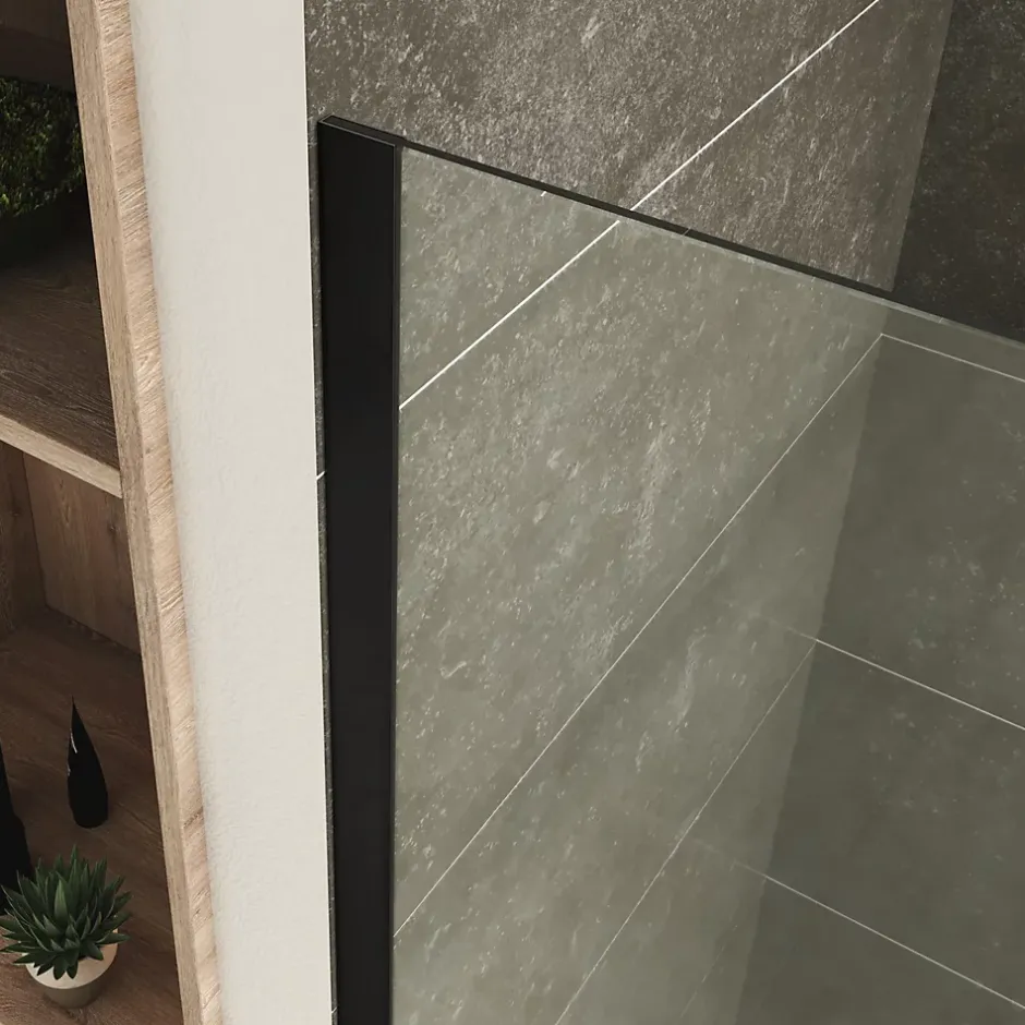 Paroi douche Italienne ROMA-BLACK 160 x 200 cm verre 10 mm transparent, noir, Saniverre* Paroi De Douche