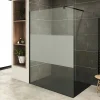 Paroi douche Italienne ROMA-BLACK 120 x 200 cm verre 10 mm centre-opaque, noir, Saniverre